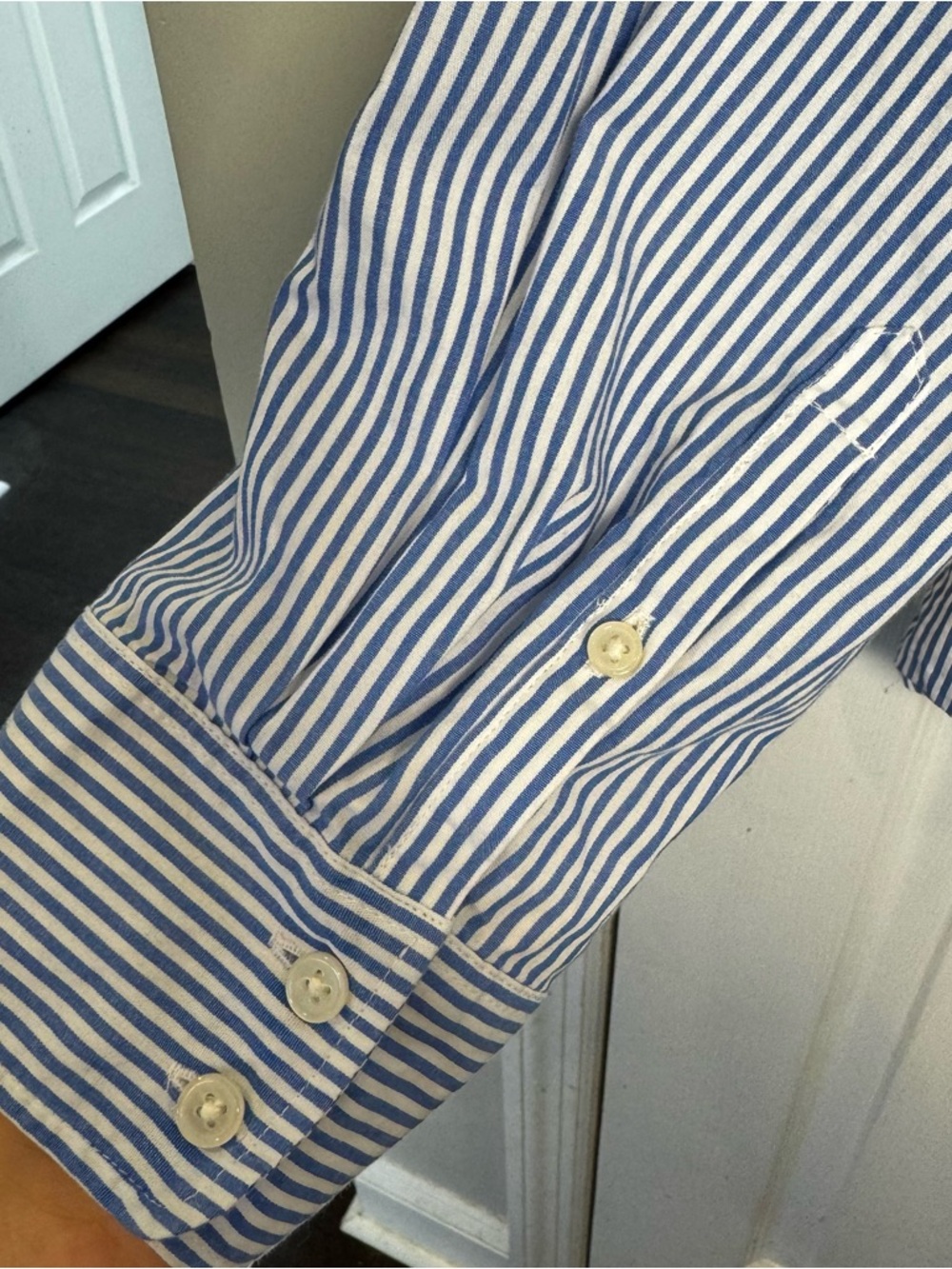 J.Crew Blue Stripe Bow Embellished Button Down Shirt Size 2X Cotton Stretch NWOT - Picture 10 of 12